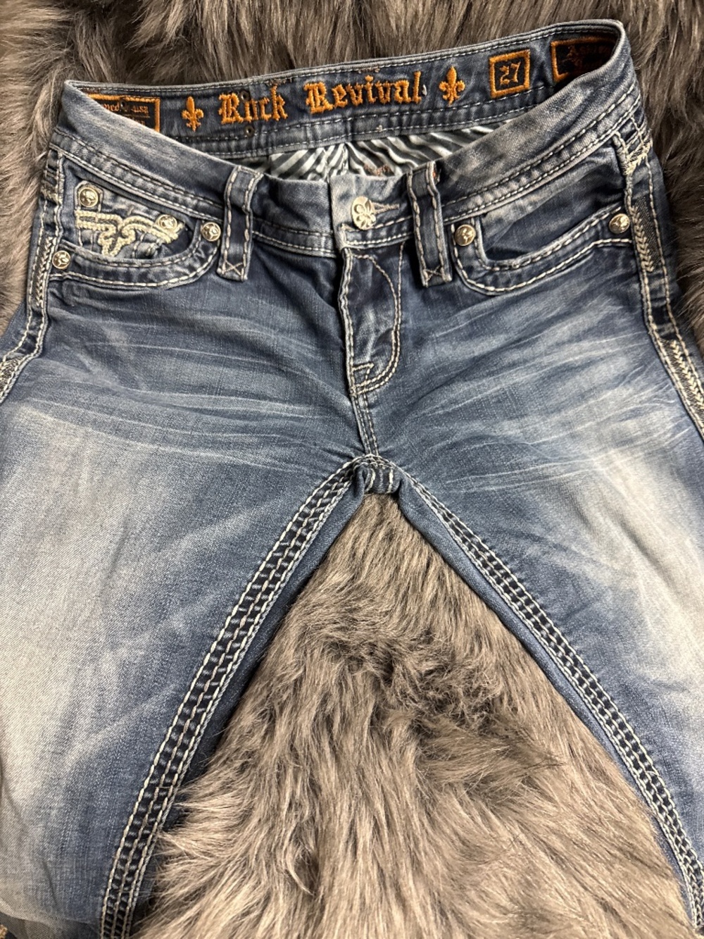 Rock Revival Ashley Bootcut Denim Jeans~Women's Size 27 Medium Wash Inseam 31